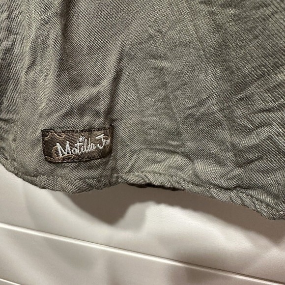 Matilda Jane Adult Dress Medium Mom Green Tree Canopy Utility Military Ruffles - Picture 10 of 10